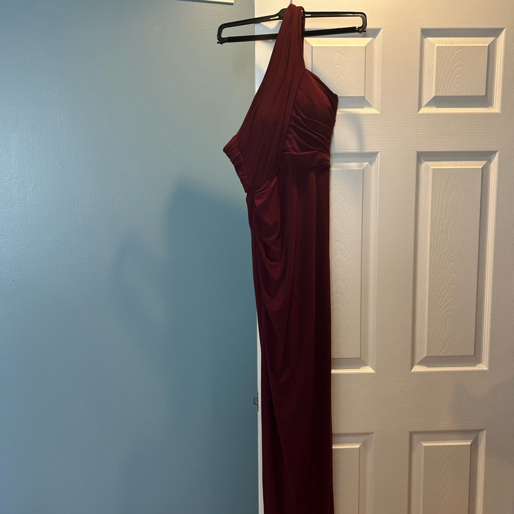 SORELLA VITA Wine One Shoulder Gown  with Front Slit for Weddings
